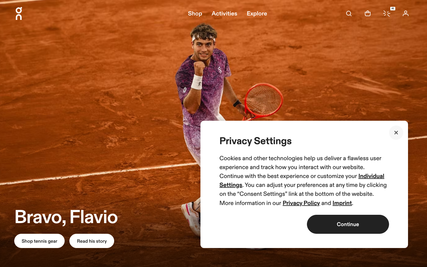 On homepage (desktop)