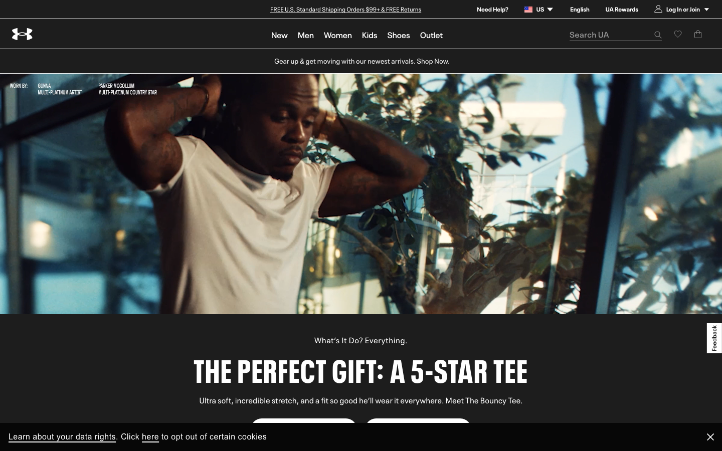 Under Armour homepage (desktop)